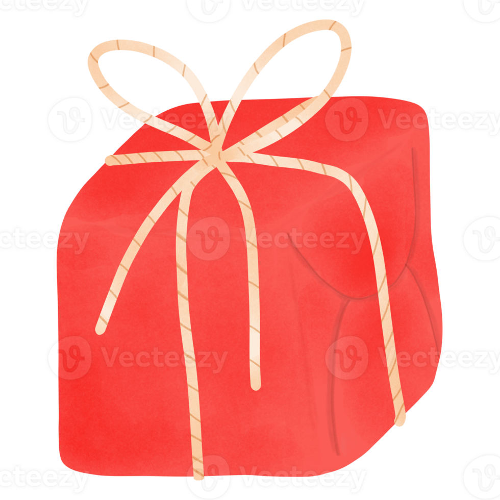 a red gift box with a yellow bow on it png