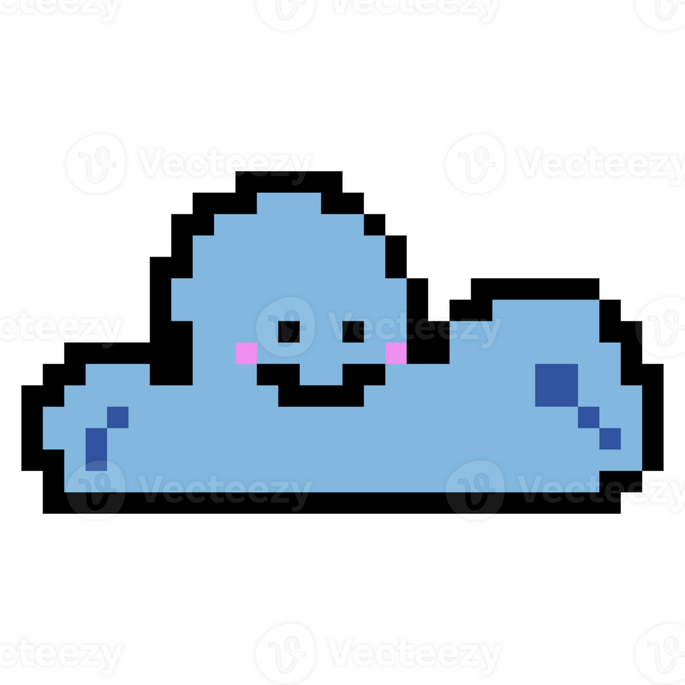 a pixel style cloud with a smiley face png