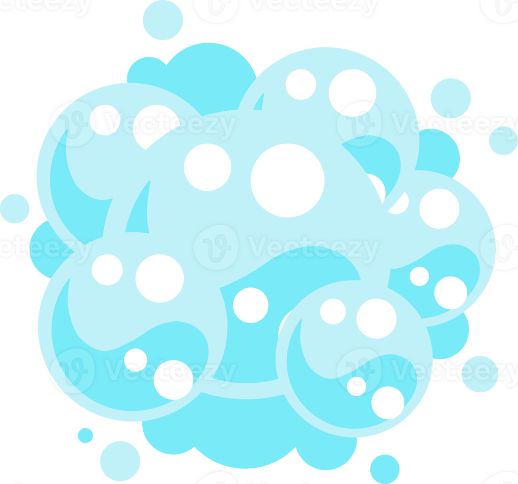 Soap foam bubbles. Cartoon bath suds of shampoo. png