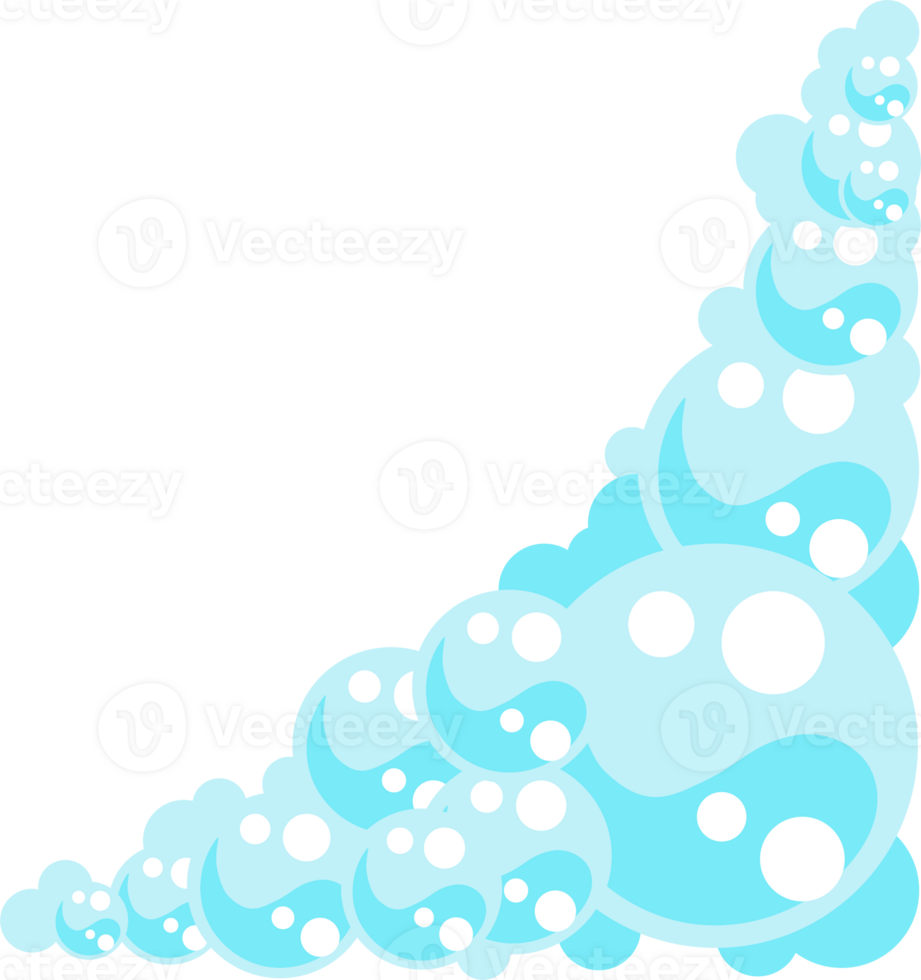 Soap foam bubbles. Cartoon bath suds of shampoo. png