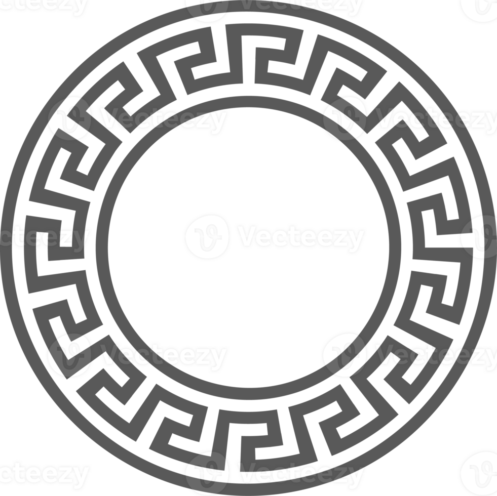 grec rond frontière. cercle méandre Cadre avec ancien ornement. romain méditerranéen modèle décor. png