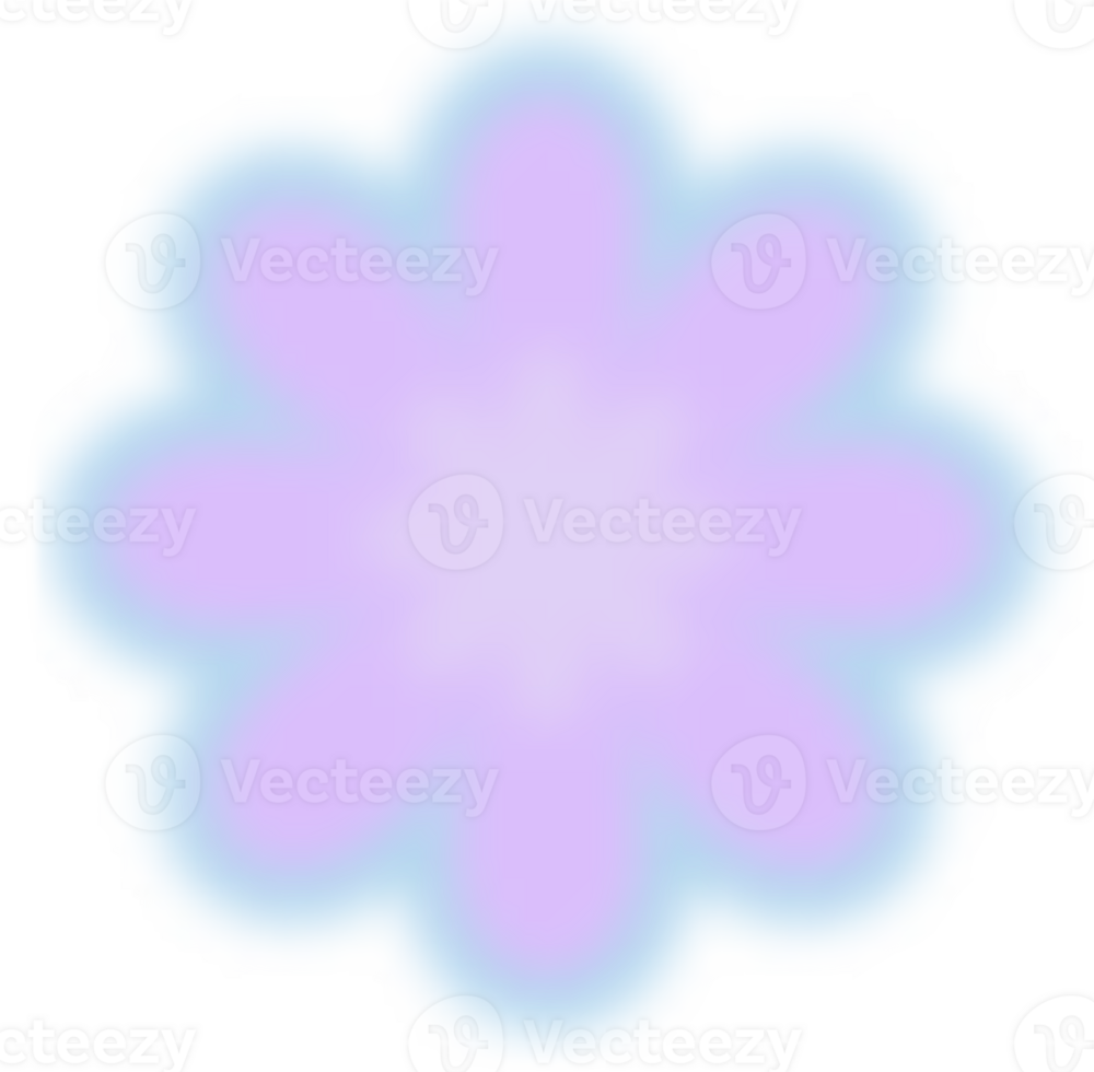Y2k gradient blurred flower. Abstract shape and retro sticker with aura. Aestethic figure. png
