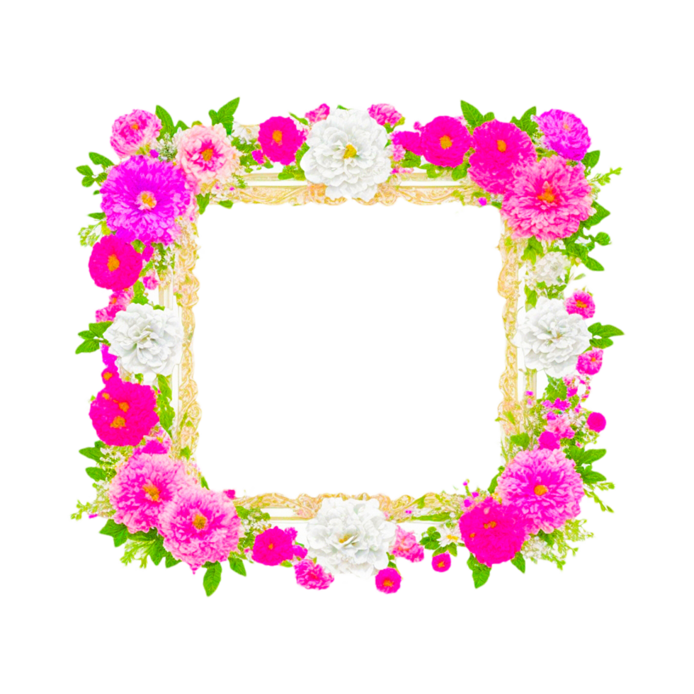 Flowers Tropical Frame Png, Pink Flower Frame png