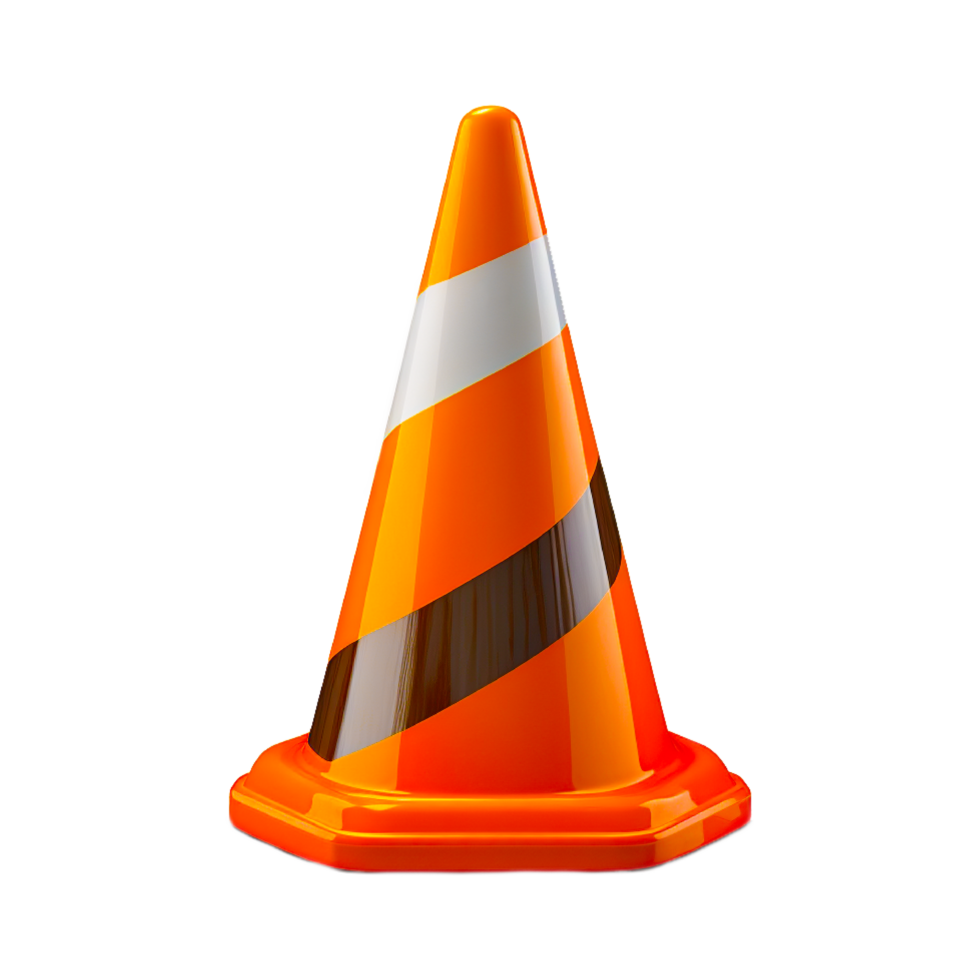 Traffic cone on transparent background PNG generative ai