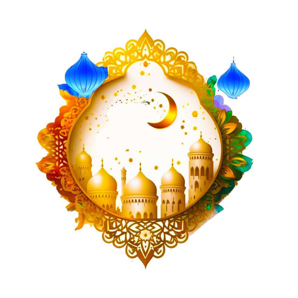 eid al-fitr islamisch die Architektur eid al-adha eid Mubarak, Islam, Computer Hintergrund, Gold, eid Aladha png generativ ai