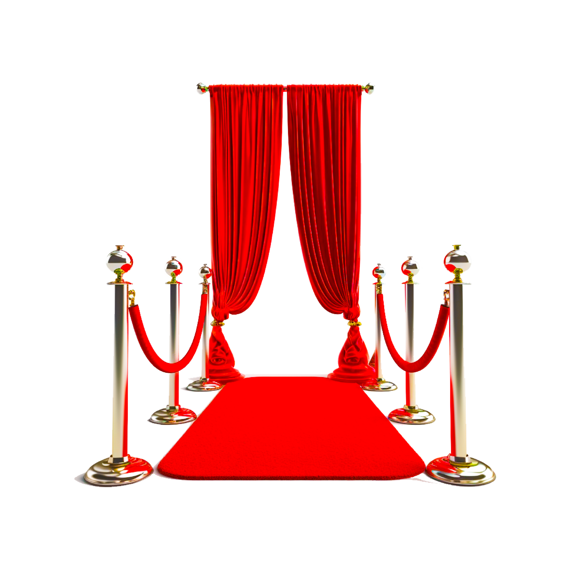 3d render of Red carpet and path barriers, Luxury entrance to vip event