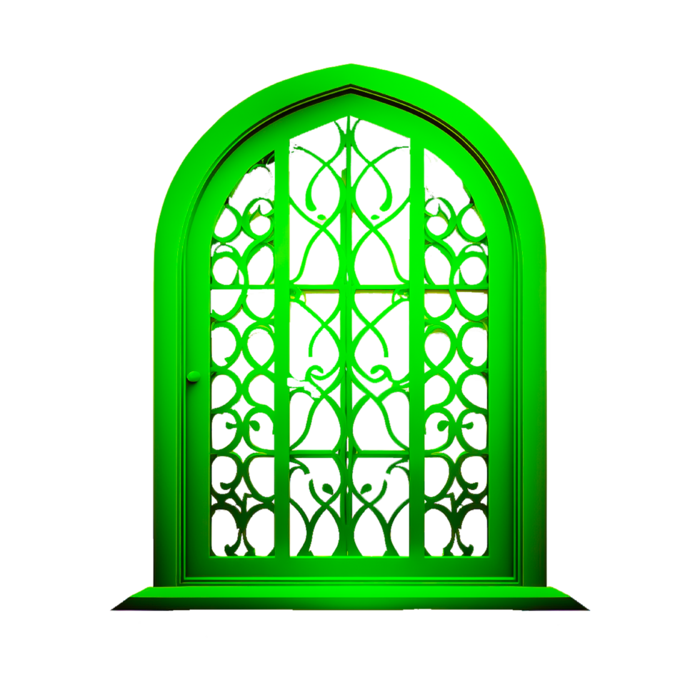 Islamic Arch , Islamic Style Window Curtains , Glowing Islamic Mosque