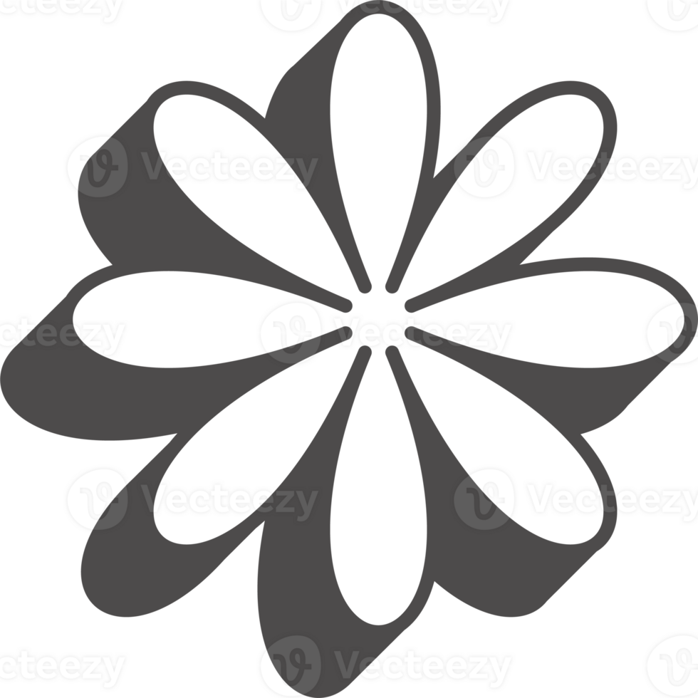 Abstract geometric element. Neobrutalism graphic shape. Minimal groovy Y2k retro sticker. Retro label. Simple flower png