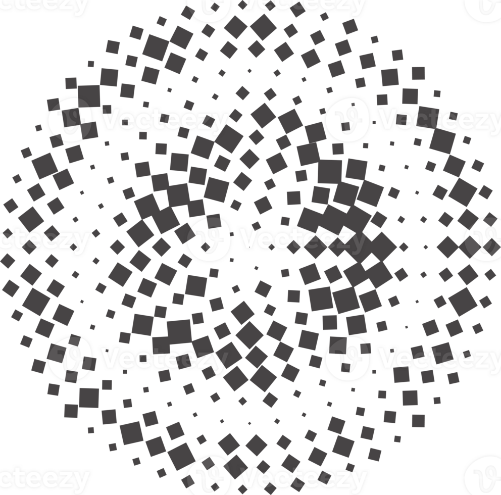 Circle dots with halftone pattern. Round gradient background. Element with gradation points texture. Abstract geometric shape. png