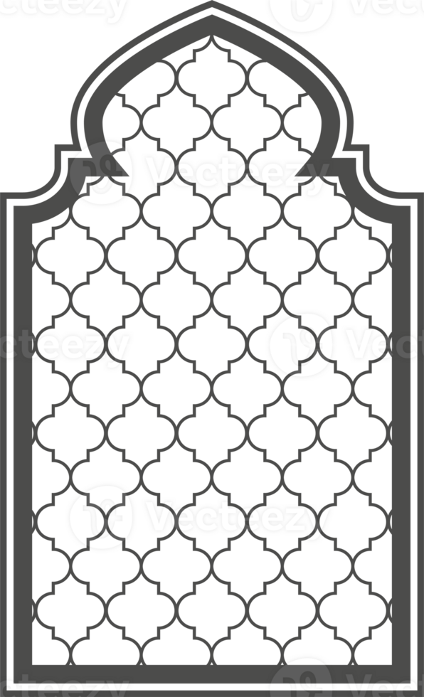 Ramadan window with pattern. Arabic frame of mosque door. Islamic design template. Oriental decoration with ornament. png