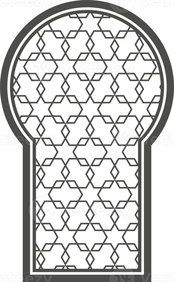 Ramadan window with pattern. Arabic frame of mosque door. Islamic design template. Oriental decoration with ornament. png