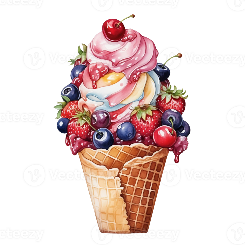 Delicious ice cream sundae png