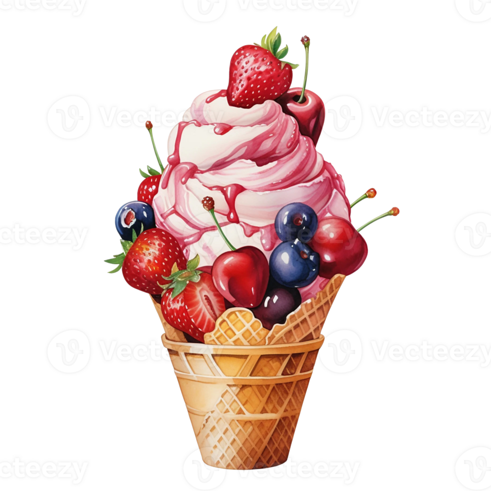 Delicious ice cream sundae png