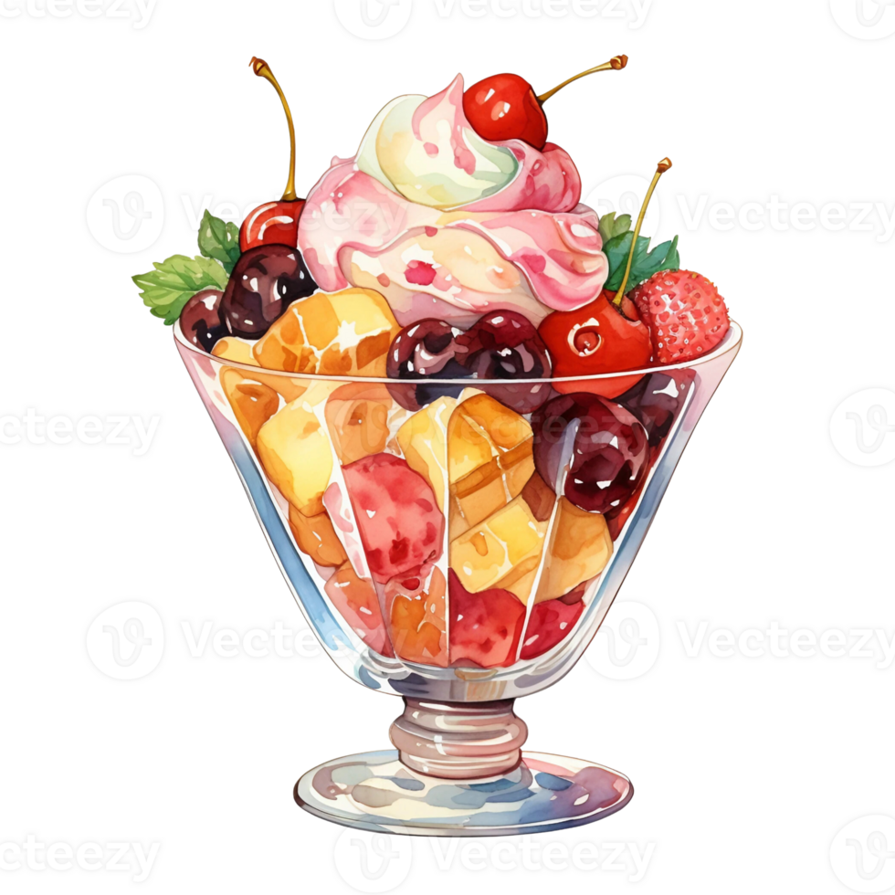 delicioso hielo crema helado con frutas y nueces png