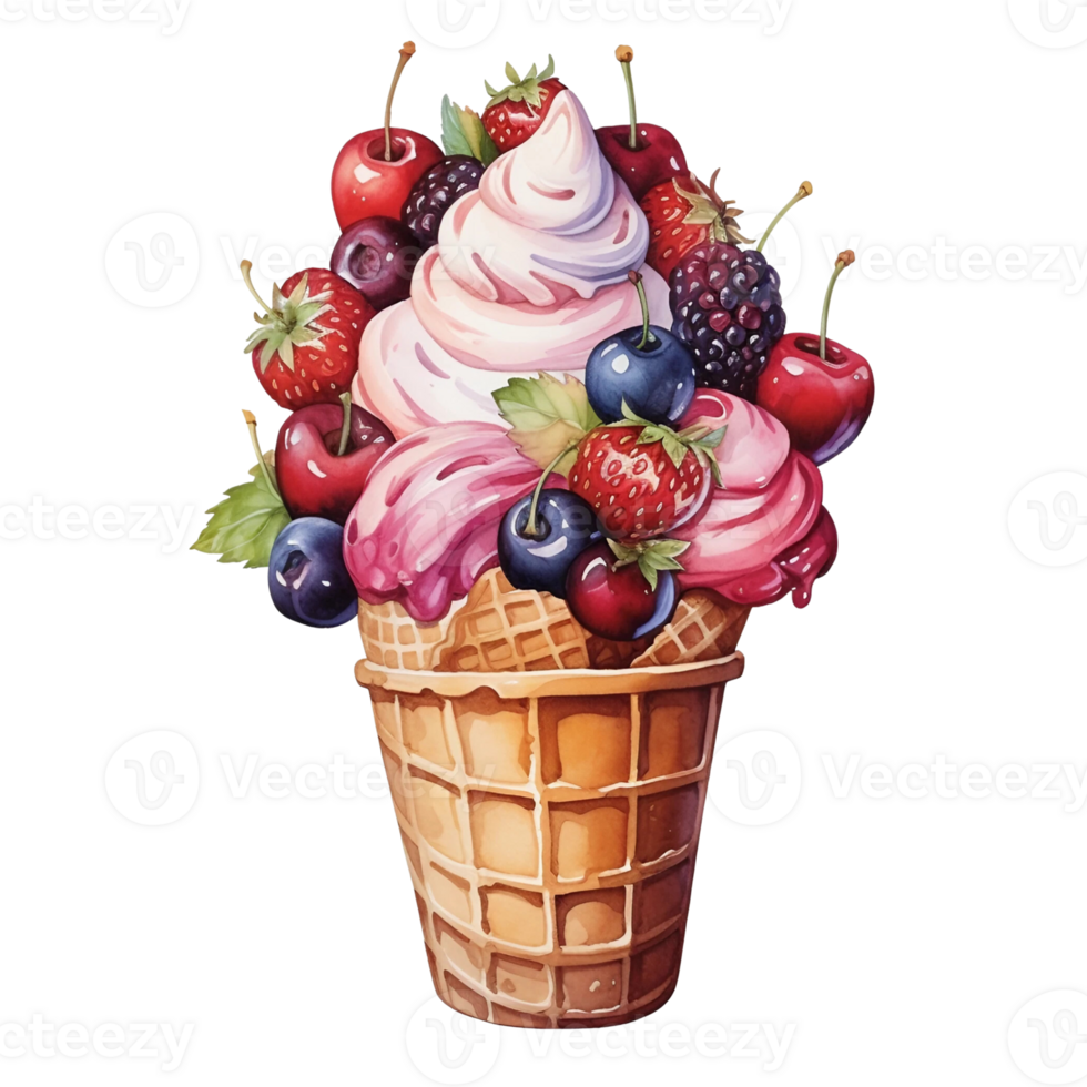Delicious ice cream sundae png