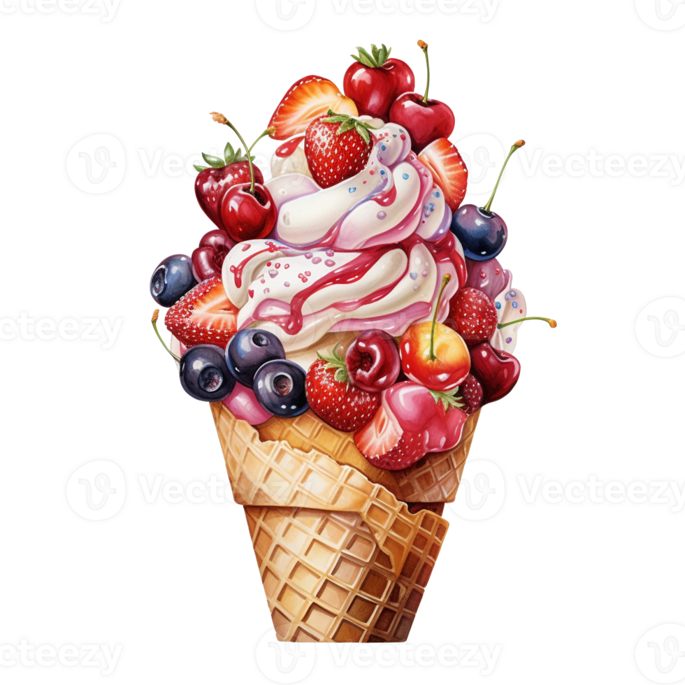 Delicious ice cream sundae png