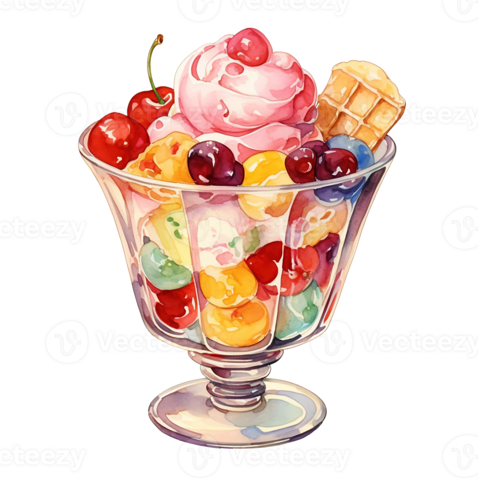 Delicious ice cream sundae png