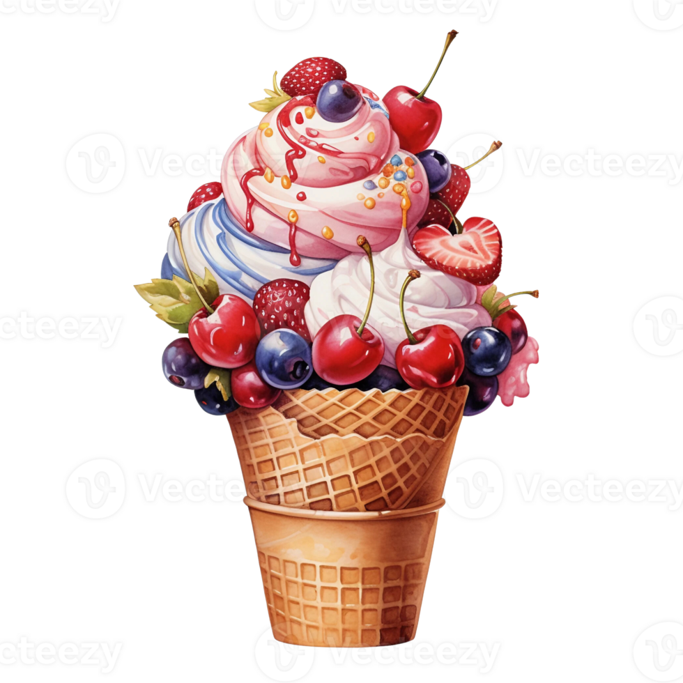 Delicious ice cream sundae png