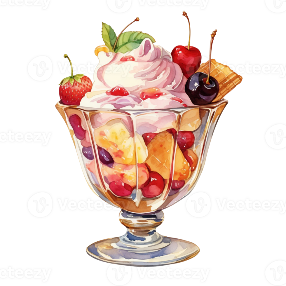 Delicious ice cream sundae png