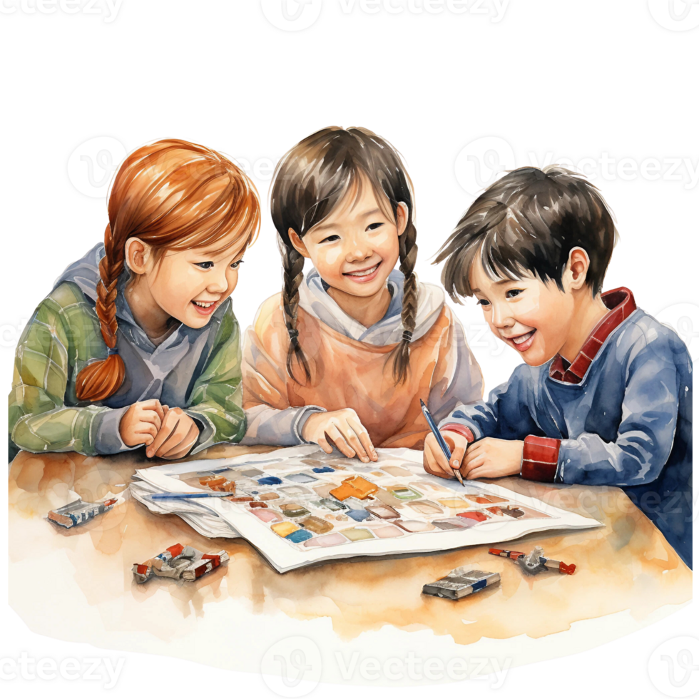 Students study together to do homework and are going to school. png