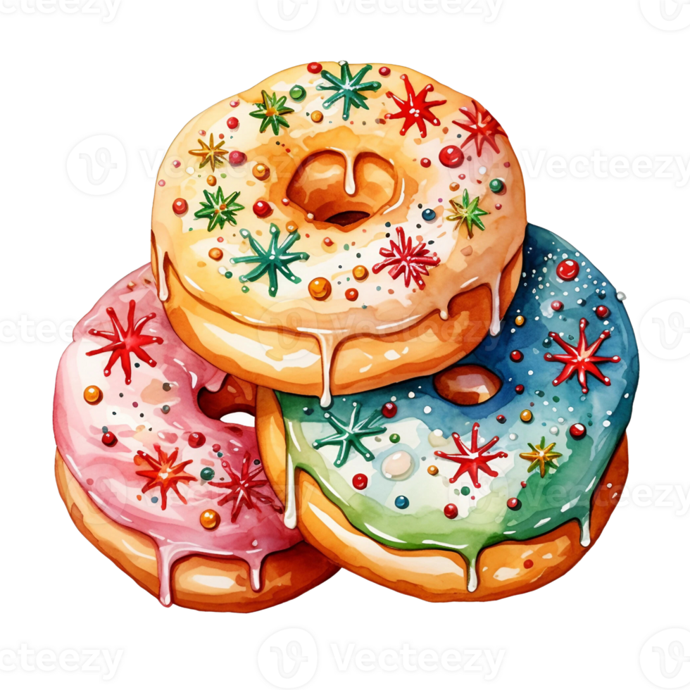 Watercolor Christmas dessert png