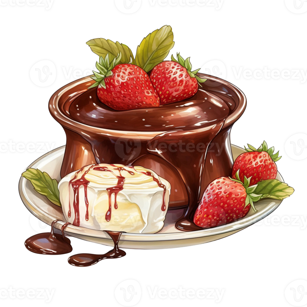 Strawberry dessert watercolor png