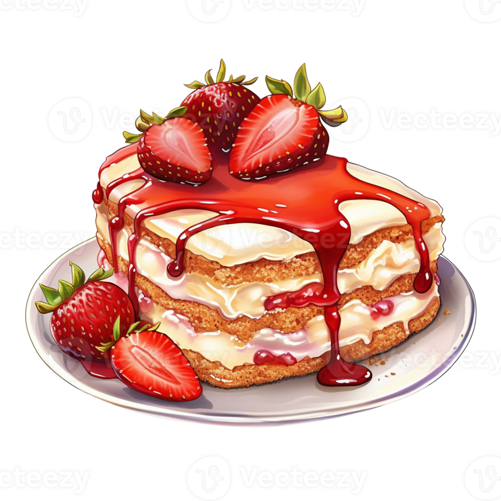 Strawberry dessert watercolor png