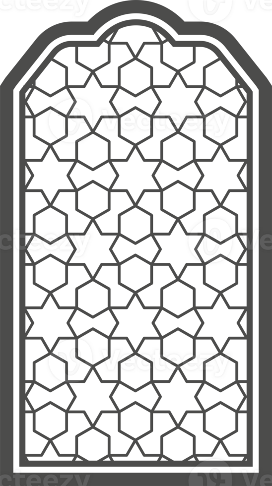 Ramadan window with pattern. Arabic frame of mosque door. Islamic design template. Oriental decoration with ornament. png