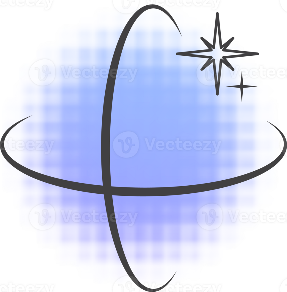 Y2k gradient blurred planet. Abstract shape and retro sticker with aura. Aesthetic figure. png