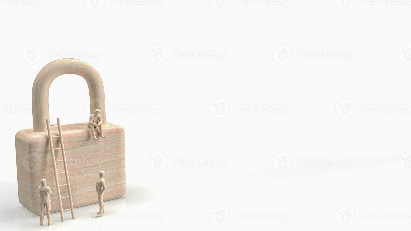 The man and lock for Business security concept 3d rendering photo