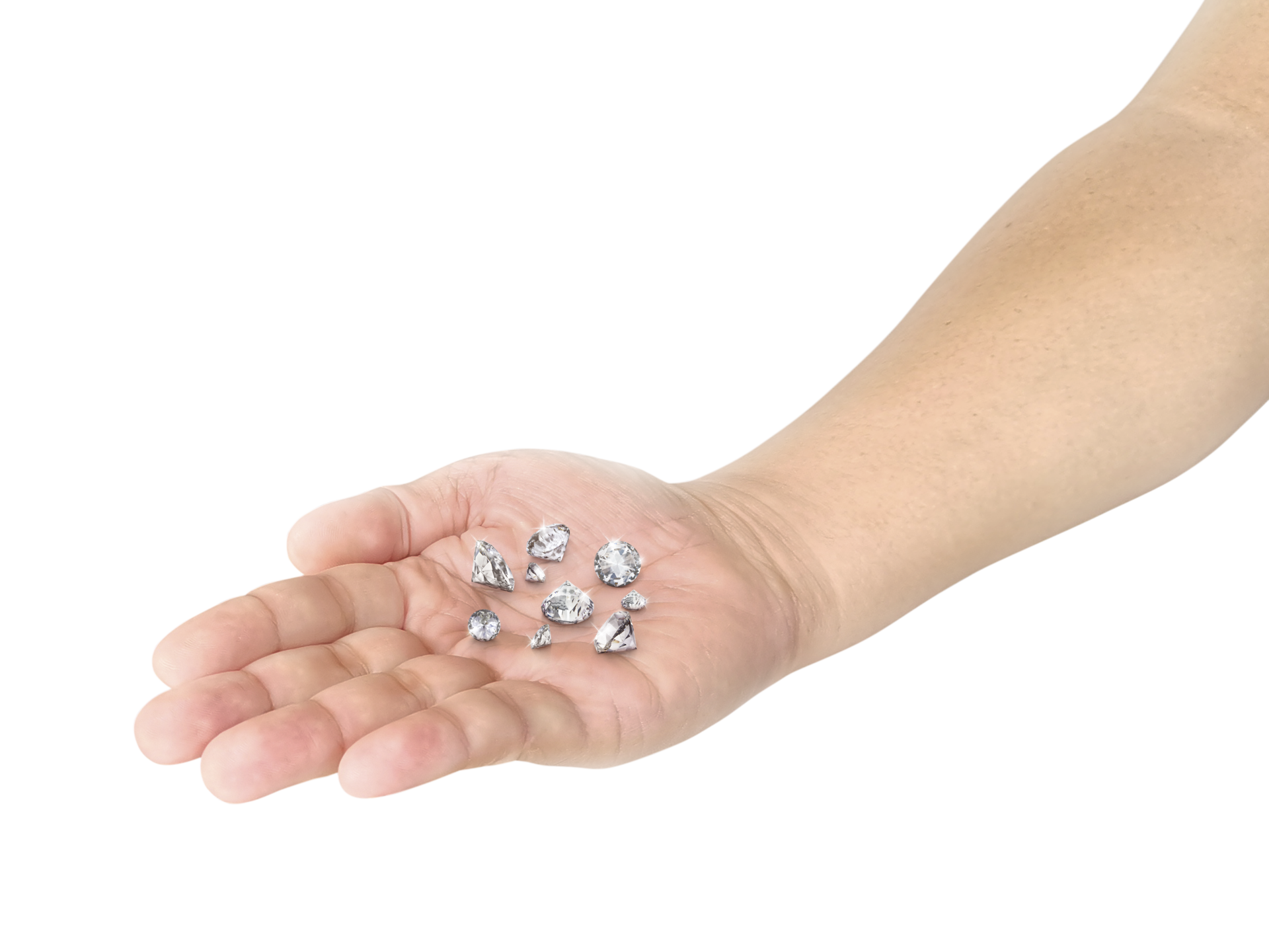 Diamonds Of Different Sizes In Open Palm Transparent Background diamonds-of-different-sizes-in-open-palm-transparent-background