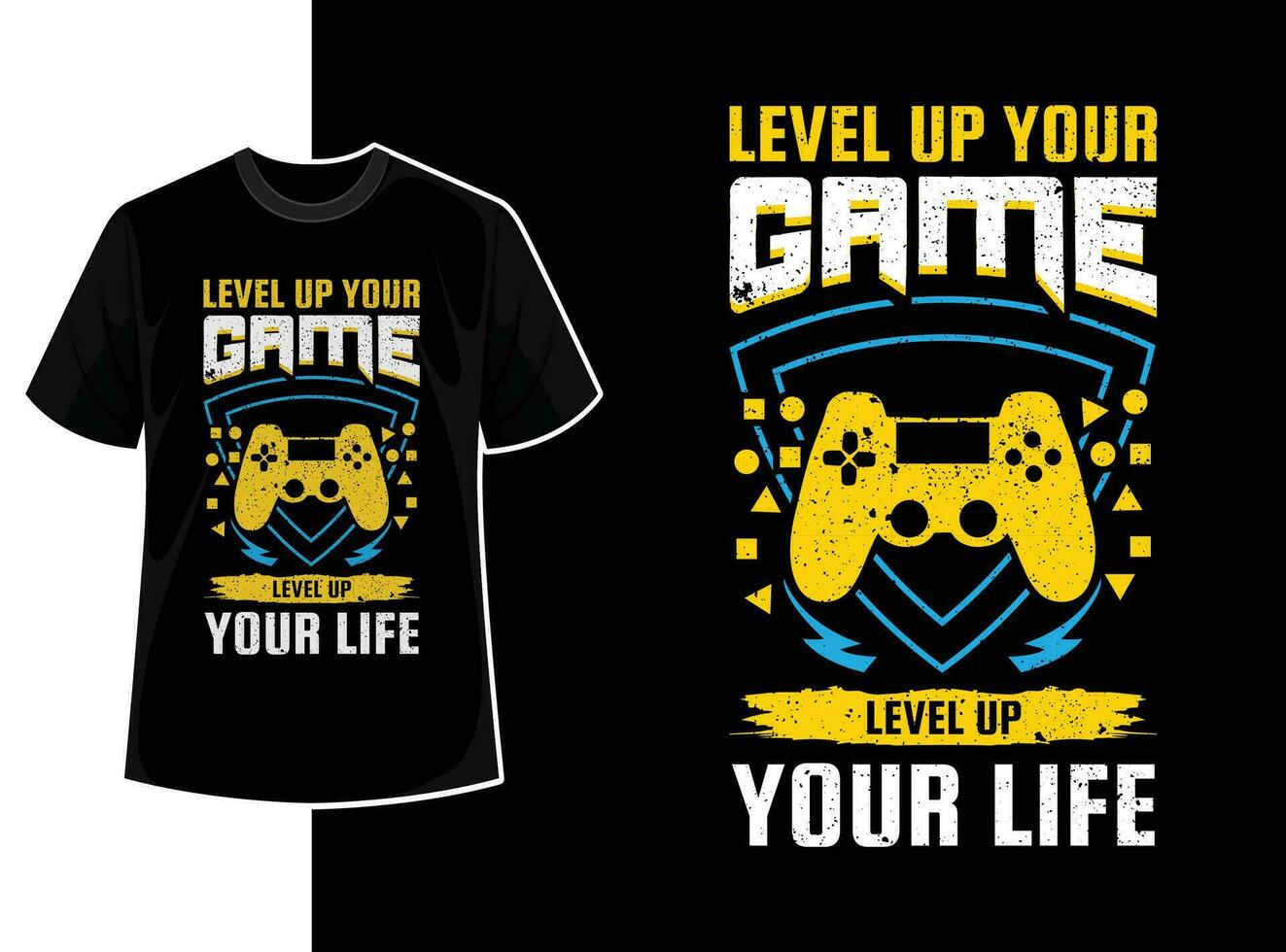Gaming quote t shirt design or typography gamer t shirt template with creative motivation text and vector shape