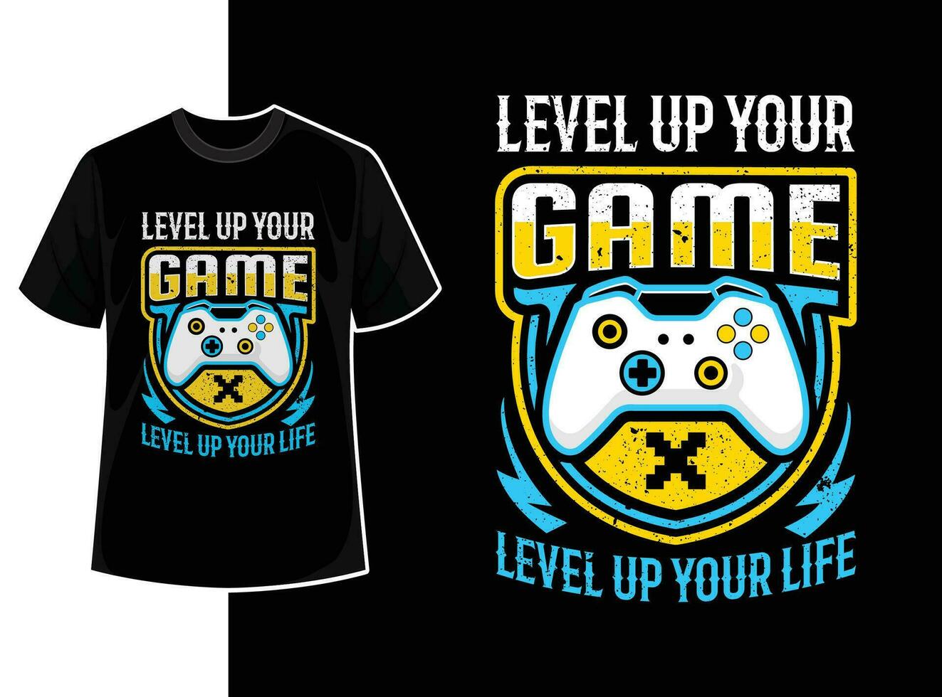 Gaming quote t shirt design or typography gamer t shirt template with creative motivation text and vector shape