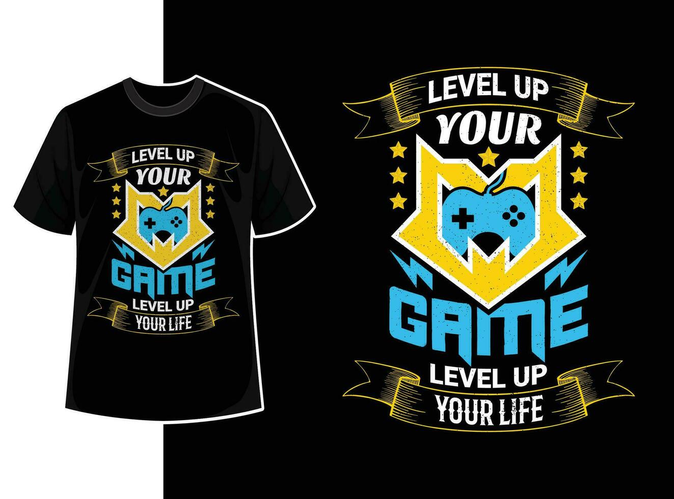 Gaming quote t shirt design or typography gamer t shirt template with creative motivation text and vector shape