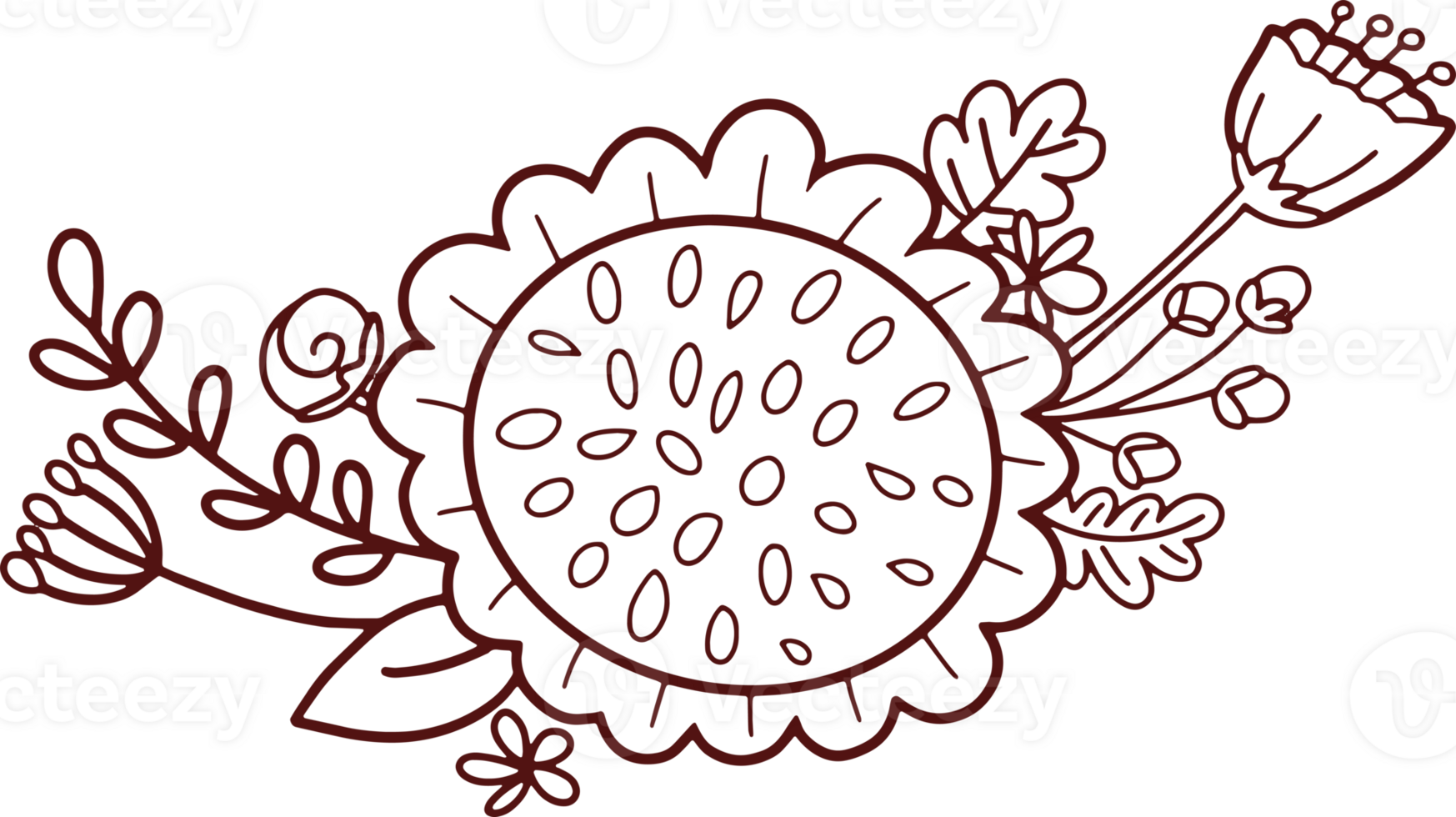 Autumn flower hand drawing doodle style png