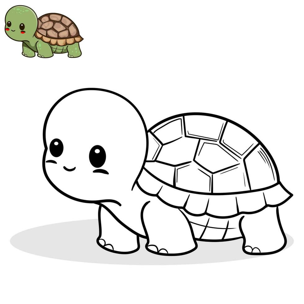 Cartoon turtle black and white illustration for coloring book and mascot, sticker, coloring book, children book, sign, icon, or any design you want vector