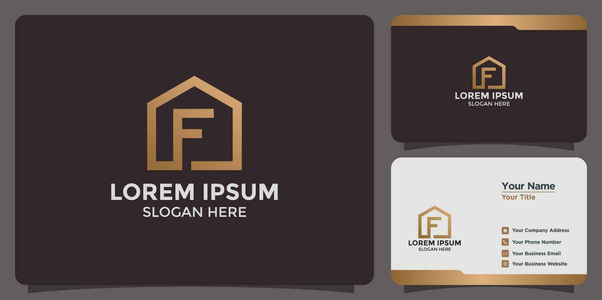 house design logo combination of the letter f and a business card vector