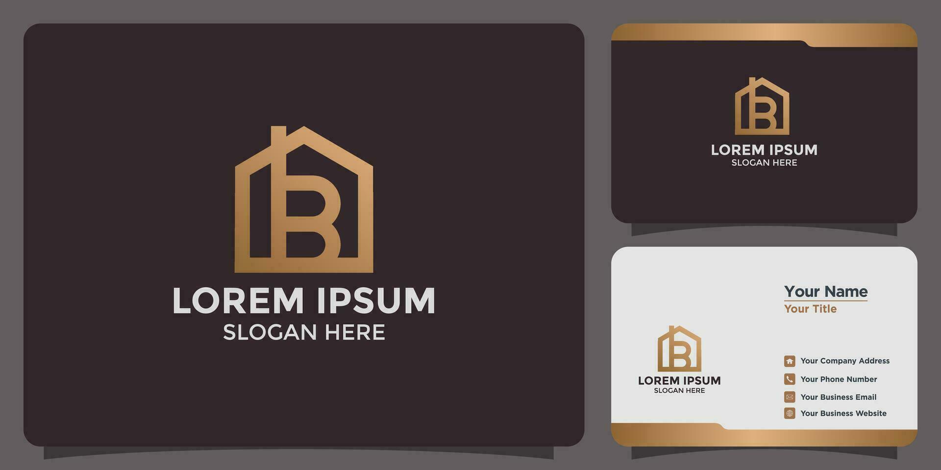 house design logo combination of the letter B and a business card vector