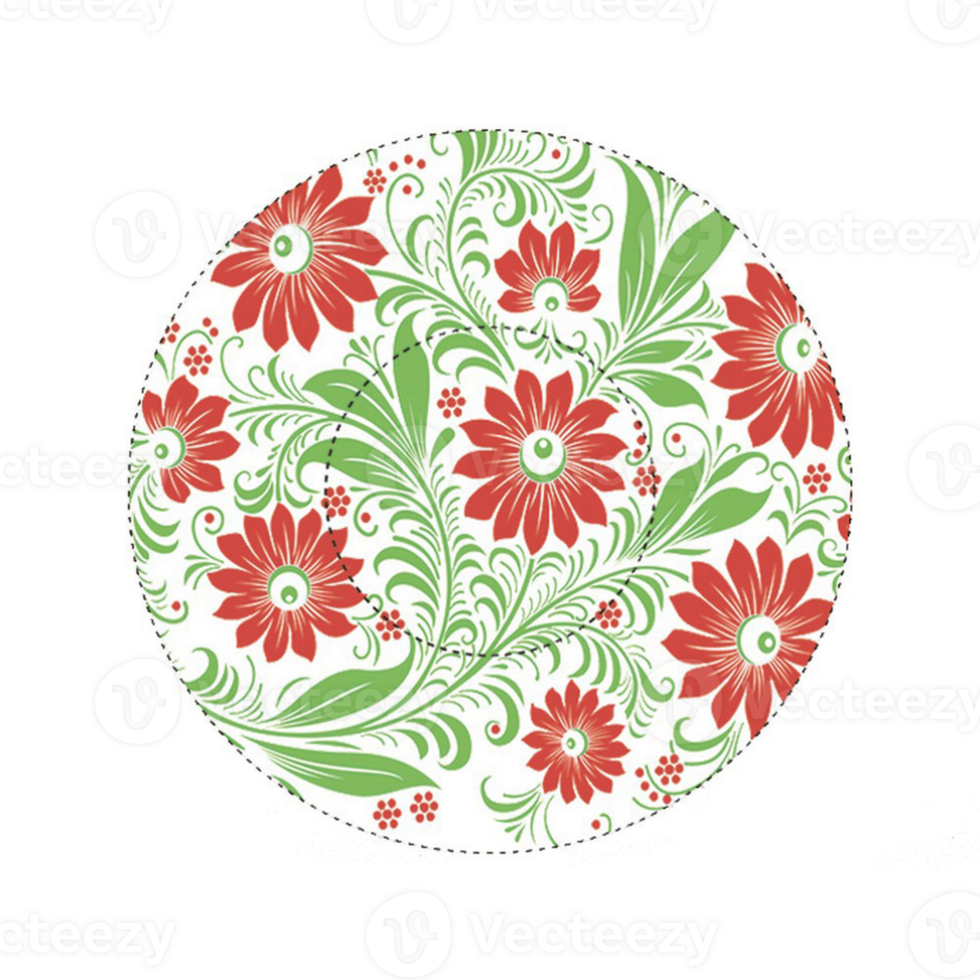 Round icon with colored flowers pattern png