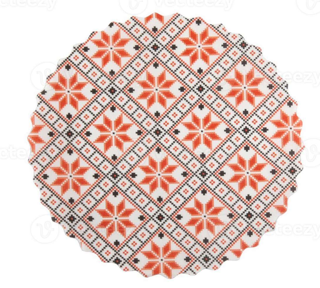 Round paper confectionery napkin with abstract flowers pattern png