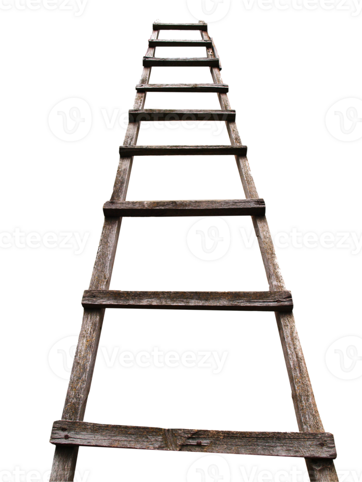 Old wooden ladder isolated over transparent background png illustration