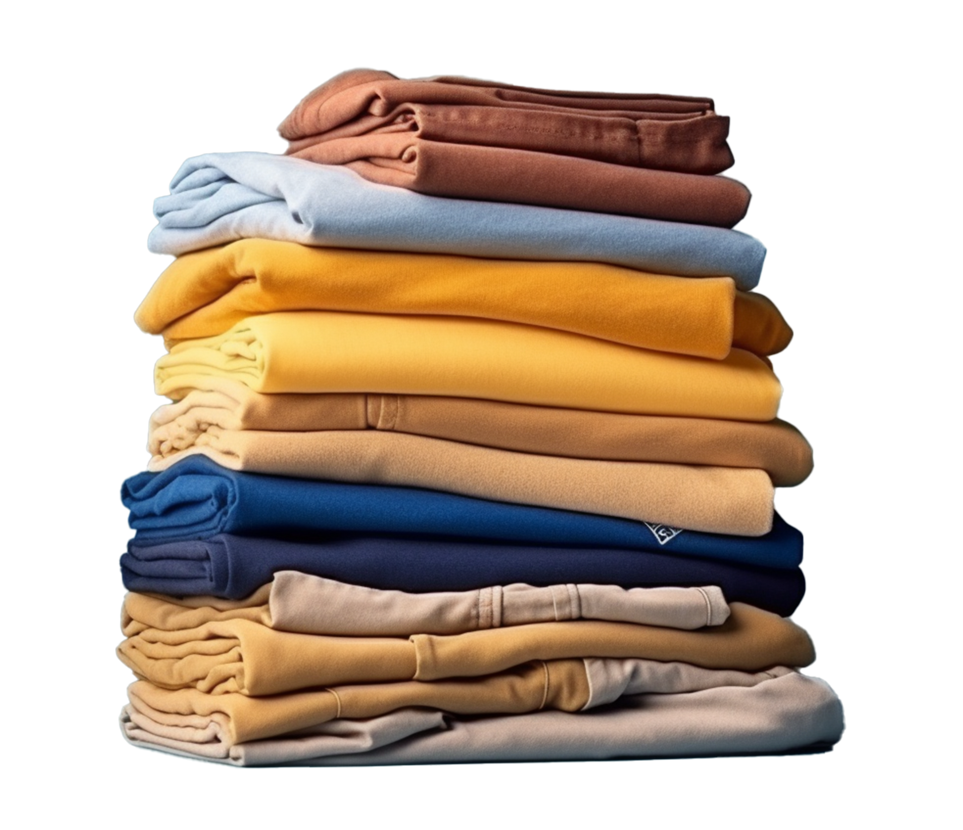 a neatly folded T-shirt, ideally placed in a stack of other folded clothes.  AI Generated 27148498 PNG