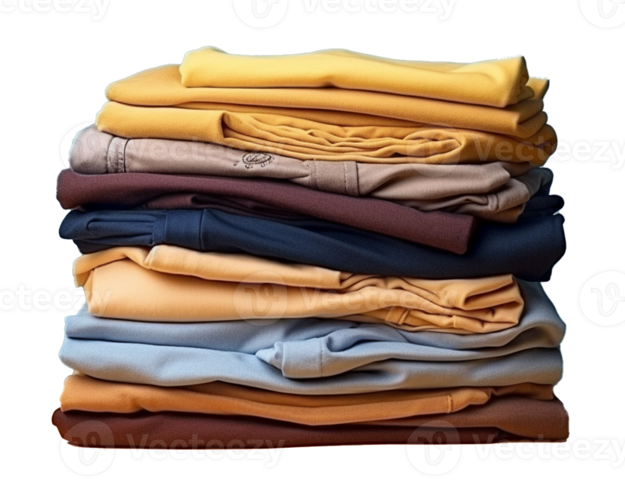 a neatly folded T-shirt, ideally placed in a stack of other folded clothes. AI Generated png