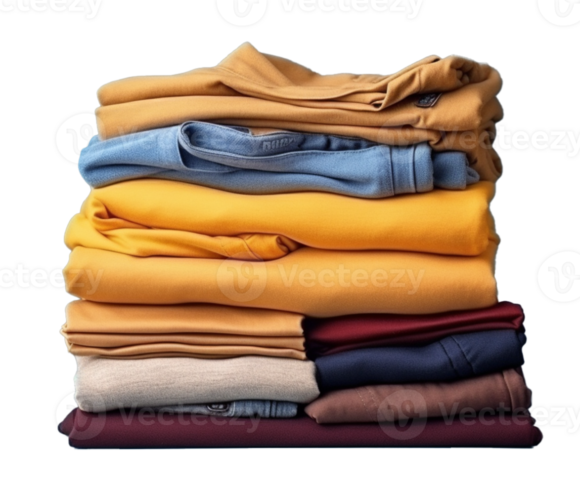 a neatly folded T-shirt, ideally placed in a stack of other folded clothes. AI Generated png