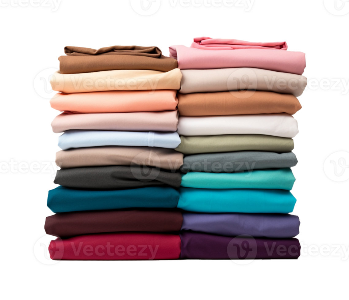 a neatly folded T-shirt, ideally placed in a stack of other folded clothes. AI Generated png