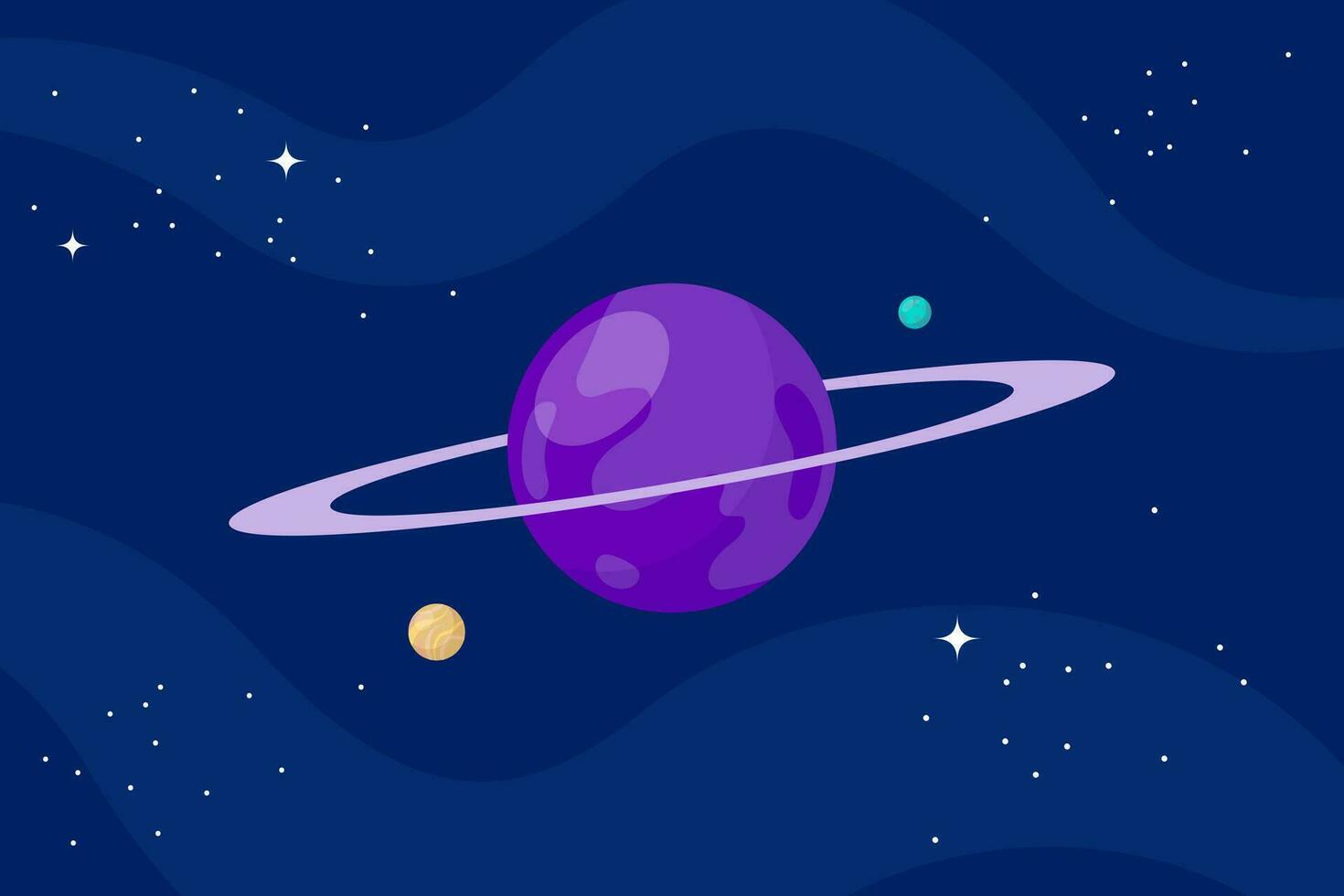 planeta globo con anillo en exterior espacio. extraterrestre mundo con cósmico esfera y estrellas en cosmos. astronómico celestial objeto en negro noche cielo. vector ilustración.