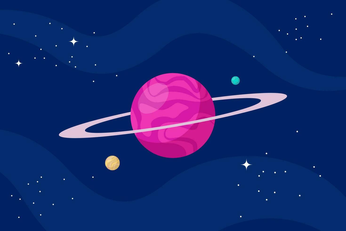 planeta globo con anillo en exterior espacio. extraterrestre mundo con cósmico esfera y estrellas en cosmos. astronómico celestial objeto en negro noche cielo. vector ilustración.