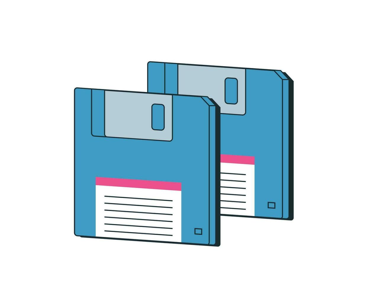 Computer diskettes icon in retro old 90s technology aesthetics. backup memory discs for data saving vector