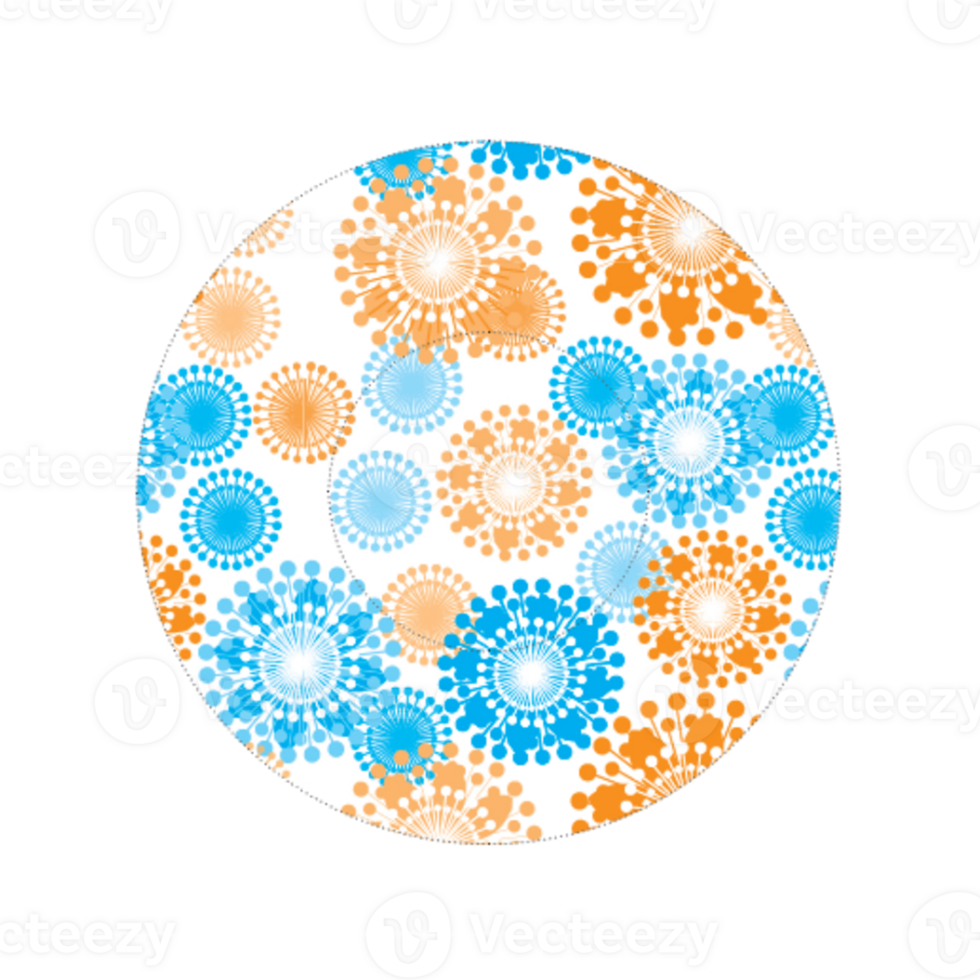 Round icon with fireworks pattern png