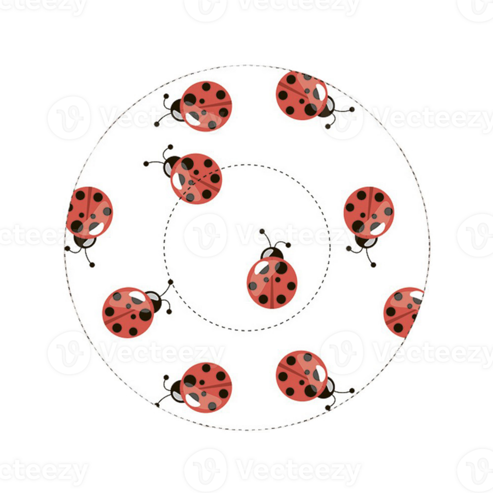 Plate with ornament or a muffins form with ladybugs pattern png